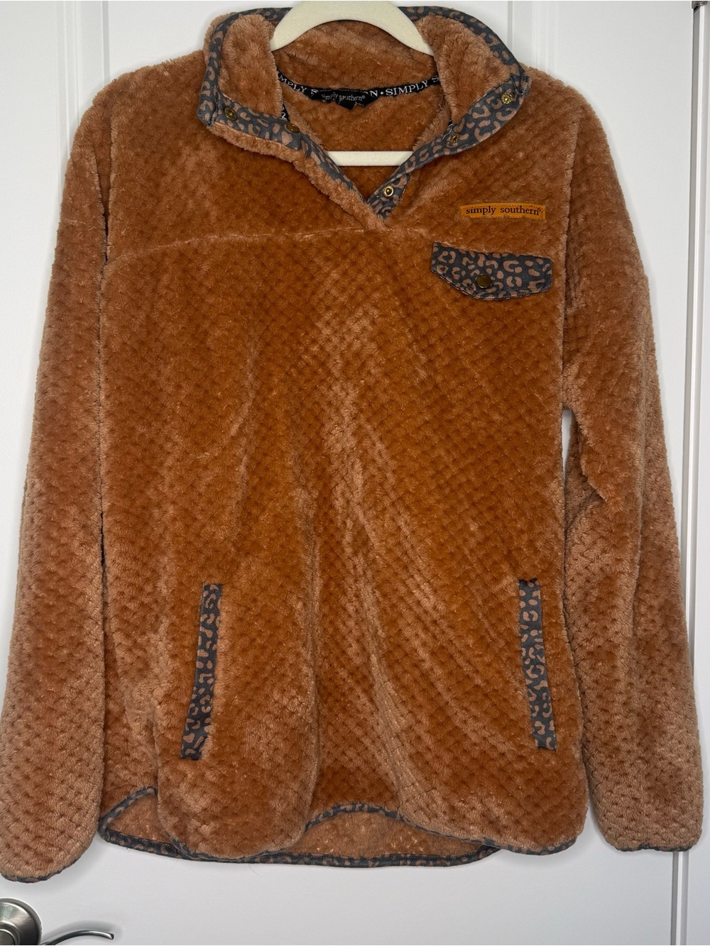 Southern Shirt Cozy Leopard Sherpa Jacket - Brown